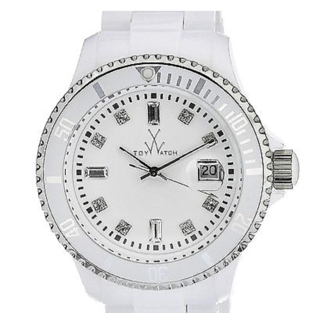 White Ceramic ToyWatch with crystals on face